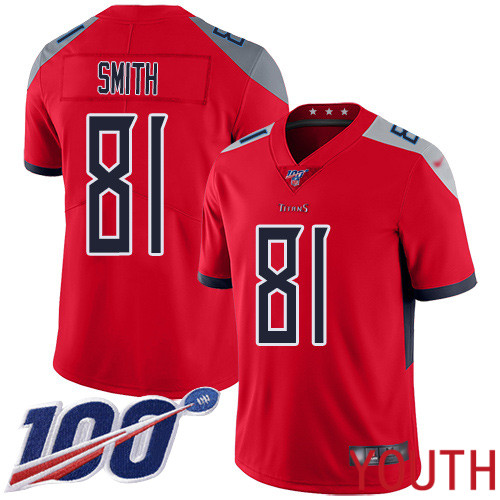 Tennessee Titans Limited Red Youth Jonnu Smith Jersey NFL Football 81 100th Season Inverted Legend